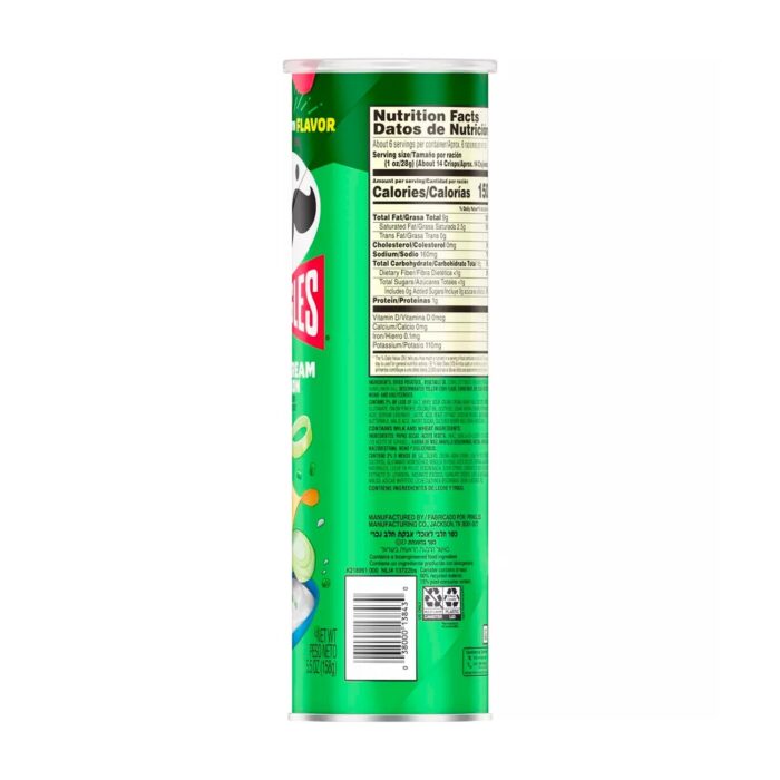 Pringles Sour Cream & Onion Potato Crisps Chips - 5.5oz - Image 2