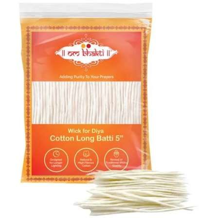 Om Bhakti Wick For Diya - Pure Cotton, Used To Light Oil Lamps,