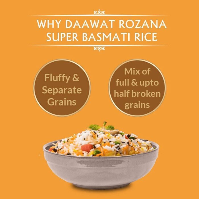Daawat Rozana Super Basmati Rice (Medium Grain) 1kg - Image 4