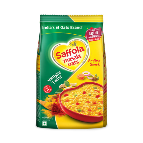 Saffola Masala Oats | Veggie Twist | Anytime Snack | Ready in 3 mins | Millets Goodness |1kg  Net Qty: 1 kg