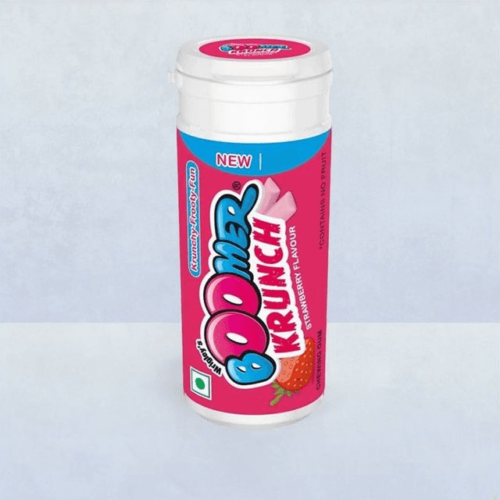 Boomer Krunch Strawberry Flavour Chewing Gum Tube Net Qty: 28.8 g