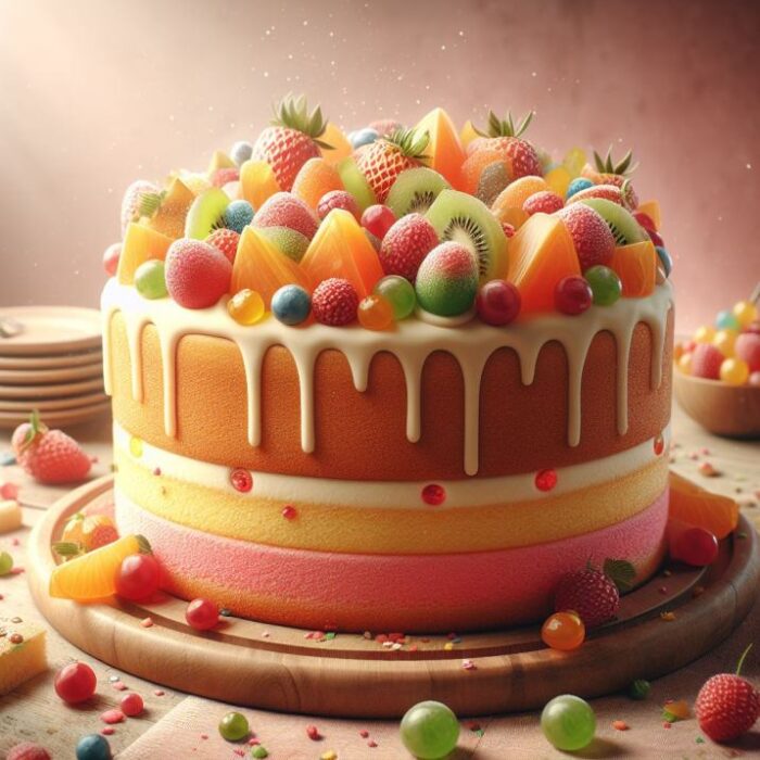 Fresh Tutti Fruti Cake: half kg - Image 2